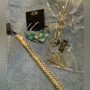 nOir Jewelry Opal Set of Necklace Bracelet & Earrings. NWT